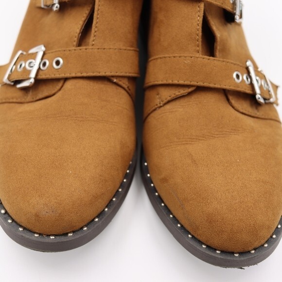 Torrid Cognac Brown Buckle Studded Ankle Booties 11.5 Wide - Picture 7 of 12